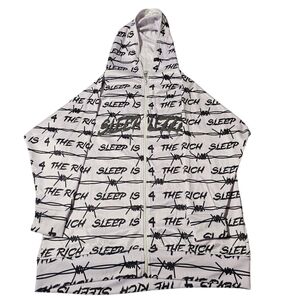 Sleepless Hooded Full Zip Sweatshirt Mens Medium Barbed Wire Sleep Is 4 The Rich